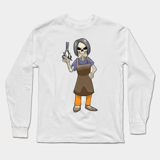 Skeleton as Hairdresser with Scissors Long Sleeve T-Shirt